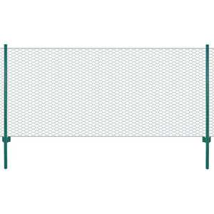 vidaXL Gard din plasă de sârmă cu stâlpi, verde, 25 x 1 m, oțel imagine