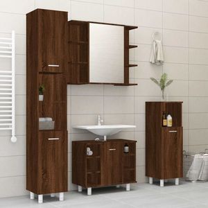 vidaXL Set dulapuri de baie, 4 piese, stejar maro, lemn prelucrat imagine