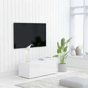 vidaXL Dulap TV, alb extralucios, 80x34x30 cm, lemn prelucrat imagine