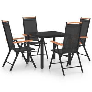 vidaXL Set mobilier de exterior, 5 piese, negru, aluminiu imagine