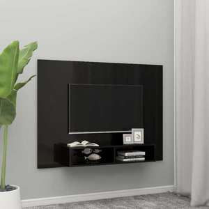 vidaXL Comodă TV de perete, negru extralucios, 135x23, 5x90 cm, PAL imagine