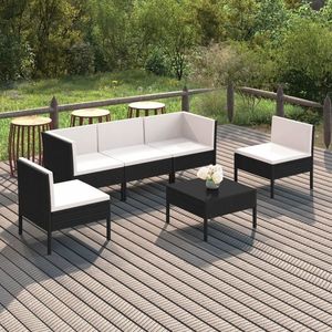 vidaXL Set mobilier de grădină cu perne, 6 piese, negru, poliratan imagine