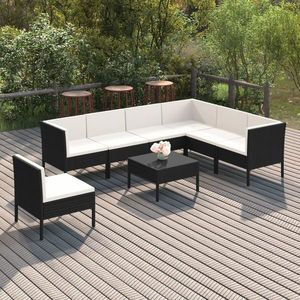 vidaXL Set mobilier de grădină cu perne, 8 piese, negru, poliratan imagine