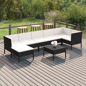 vidaXL Set mobilier de grădină cu perne, 8 piese, negru, poliratan imagine