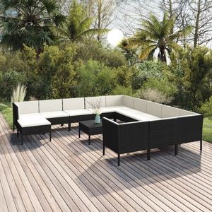 Set mobilier de exterior 13 piese, poliratan, alb crem imagine