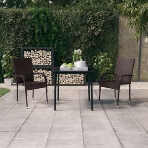 vidaXL Set mobilier de grădină, 3 piese, maro și negru imagine