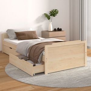 vidaXL Cadru de pat cu sertare, 90x200 cm, lemn masiv de pin imagine