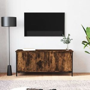 vidaXL Comodă TV cu uși, stejar fumuriu, 102x35x45 cm, lemn prelucrat imagine
