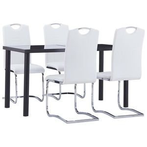 vidaXL Set mobilier de bucătărie, 5 piese, alb, piele ecologică imagine