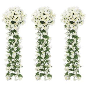 vidaXL Ghirlande de flori artificiale, 3 buc., alb, 85 cm imagine