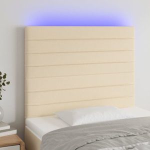 vidaXL Tăblie de pat cu LED, crem, 90x5x118/128 cm, textil imagine