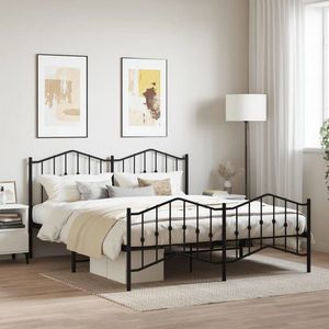 vidaXL Cadru pat metalic cu tăblie de cap/picioare , negru, 180x200 cm imagine