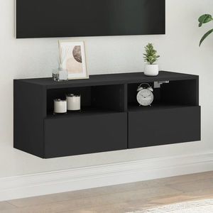vidaXL Comode TV de perete, negru, 80x30x30 cm, lemn prelucrat imagine