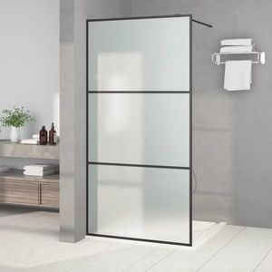 vidaXL Perete cabină duș walk-in negru 100x195 cm sticlă ESG mată imagine