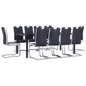 vidaXL Set mobilier de bucătărie, 11 piese, negru, piele ecologică imagine