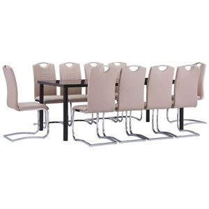 vidaXL Set mobilier de bucătărie 11 piese cappuccino piele ecologică imagine