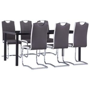 vidaXL Set mobilier de bucătărie, 7 piese, gri, piele ecologică imagine