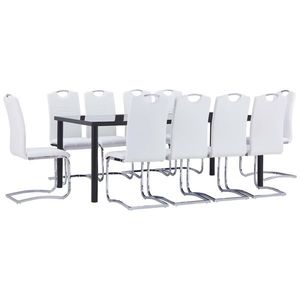 vidaXL Set mobilier de bucătărie, 11 piese, alb, piele ecologică imagine