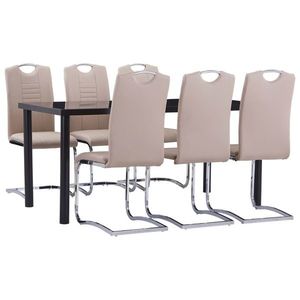 vidaXL Set mobilier de bucătărie, 7 piese, cappuccino, piele ecologică imagine