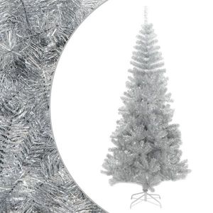 vidaXL Pom de Crăciun artificial cu suport, argintiu, 210 cm, PET imagine