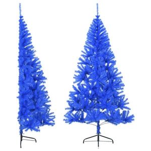 vidaXL Jumătate brad de Crăciun artificial suport, albastru 210 cm PVC imagine