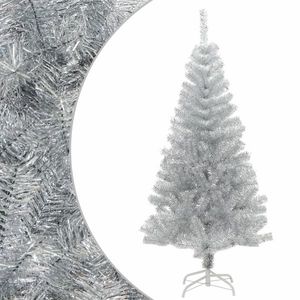 vidaXL Pom de Crăciun artificial cu suport, argintiu, 120 cm PET imagine