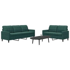 vidaXL Set de canapele cu perne, 2 piese, verde închis, catifea imagine