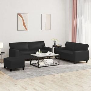 vidaXL Set de canapele, 3 piese, negru, piele ecologică imagine