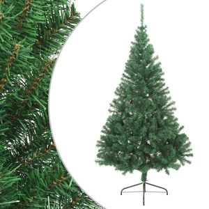 vidaXL Jumătate pom Crăciun artificial cu suport, verde, 210 cm, PVC imagine