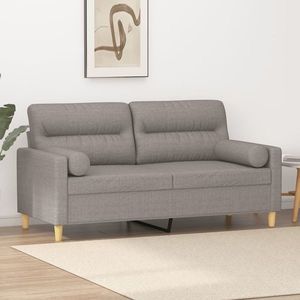 vidaXL Canapea cu 2 locuri cu pernuțe, gri taupe, 140 cm, textil imagine