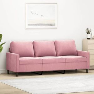 vidaXL Canapea cu 3 locuri, roz, 180 cm, catifea imagine