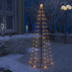 vidaXL Decorațiune brad Crăciun conic 100 LED-uri alb cald 70x180 cm imagine