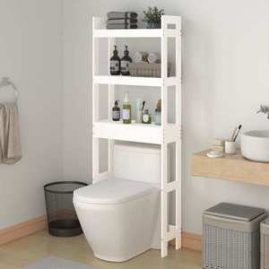 vidaXL Raft de toaletă, alb, 63x26x171 cm, lemn masiv de pin imagine