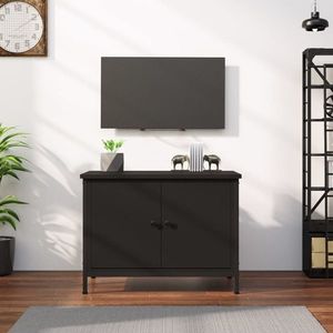 vidaXL Comodă TV cu uși, negru, 60x35x45 cm, lemn prelucrat imagine