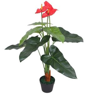 vidaXL Plantă artificială Anthurium cu ghiveci, 90 cm, roșu și galben imagine