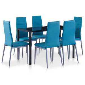 vidaXL Set mobilier de bucătărie, 7 piese, albastru imagine