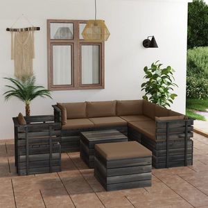 vidaXL Set mobilier grădină paleți cu perne 8 piese lemn masiv pin imagine