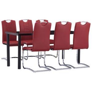 vidaXL Set mobilier de bucătărie, 7 piese, roșu, piele ecologică imagine