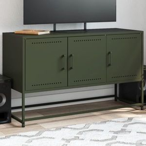 vidaXL Dulap TV, verde măsliniu, 100, 5x39x60, 5 cm, oțel imagine