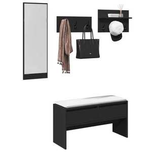 vidaXL Set de mobilier pentru hol, 4 piese, negru, lemn prelucrat imagine