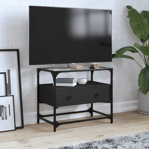 vidaXL Dulap TV blat sticlă, negru, 60x35x51 cm lemn prelucrat imagine
