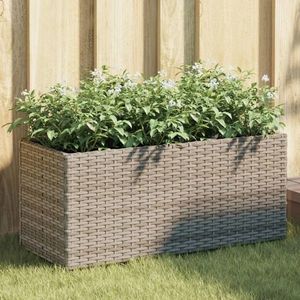 vidaXL Jardinieră de grădină cu 2 ghivece gri 72x30x32 cm poliratan imagine