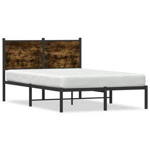vidaXL Cadru pat metalic cu tăblie, stejar fumuriu, 120x200 cm imagine