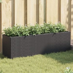 vidaXL Jardinieră grădină cu 3 ghivece, negru, 105x30x32 cm poliratan imagine