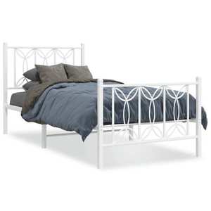 vidaXL Cadru de pat metalic cu tăblie de cap/picioare, alb, 80x200 cm imagine