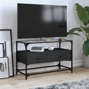 vidaXL Dulap TV blat sticlă, negru, 80x35x51 cm lemn prelucrat imagine