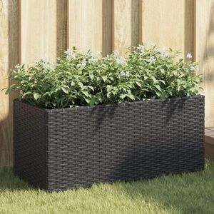 vidaXL Jardinieră grădină cu 2 ghivece, negru, 72x30x32 cm poliratan imagine