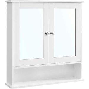 Dulap de baie / cabinet de perete, Vasagle, 56x13x58 cm, MDF/sticla, alb imagine