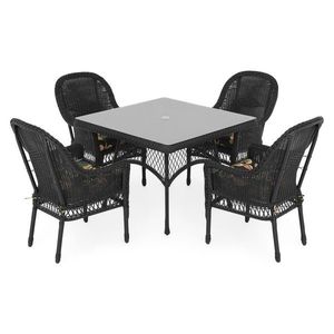 Set masa si 4 scaune, Susan, otel, negru/multicolor imagine