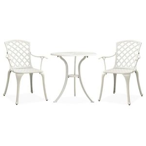 vidaXL Set mobilier bistro, 3 piese, alb, aluminiu turnat imagine